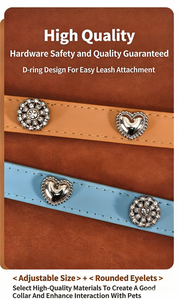 क्रॉस बॉर्डर पंक शैली समायोज्य दिल आकार हीरा कॉर्टेक्स कैट कॉलर क्राउन गैंडे रिन्जेस्ट डॉग कॉलर पालतू सामान - Product Image 5