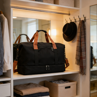 Grand sac de rangement multifonctionnel noir 46x25x28 |   Corbeille pliable robuste en tissu Oxford pour l'organisation de la garde-robe et du salon