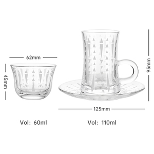 Tazze di vetro di ispirazione turca per il tè e il caffè soffiato a mano disegni etnici ordini all'ingrosso - Product Image 4