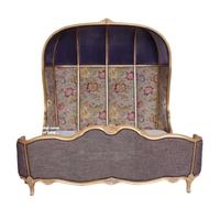 Neuankömmling Luxus Französisch King Size Schlafzimmer Set Hochwertige moderne Samt Stoff Holz Vogelkäfig Bett Wohn möbel Schlafzimmer Zimmer