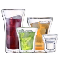 Vente en gros de tasses à café en verre borosilicate à double paroi de 250 ml/350 ml, ensemble de tasses à thé au design moderne avec poignée