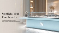 Vitrine de présentation de bijoux de luxe sur mesure en verre trempé, merchandising visuel, émail cuit écologique pour la décoration intérieure de magasins de détail