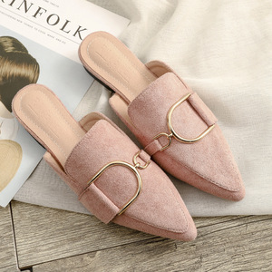 Nuevas Pantuflas de Punta Puntiaguda para <span class=keywords><strong>Mujer</strong></span>, Mules de Gamuza para Exteriores, <span class=keywords><strong>Zapatos</strong></span> Planos de Moda Casual para <span class=keywords><strong>Mujer</strong></span> - Product Image 3