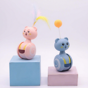 Interactive Eco-Friendly Plastic Cat Pet Toy Feather Funny Smart Ball Balance Turntable Chase Training Customized Color Dental - Product Image 1