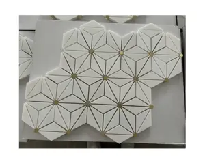 Polished Customized Design Natural Marble Jet Mosaic White Marble Mosaic Floor Tiles For Wall