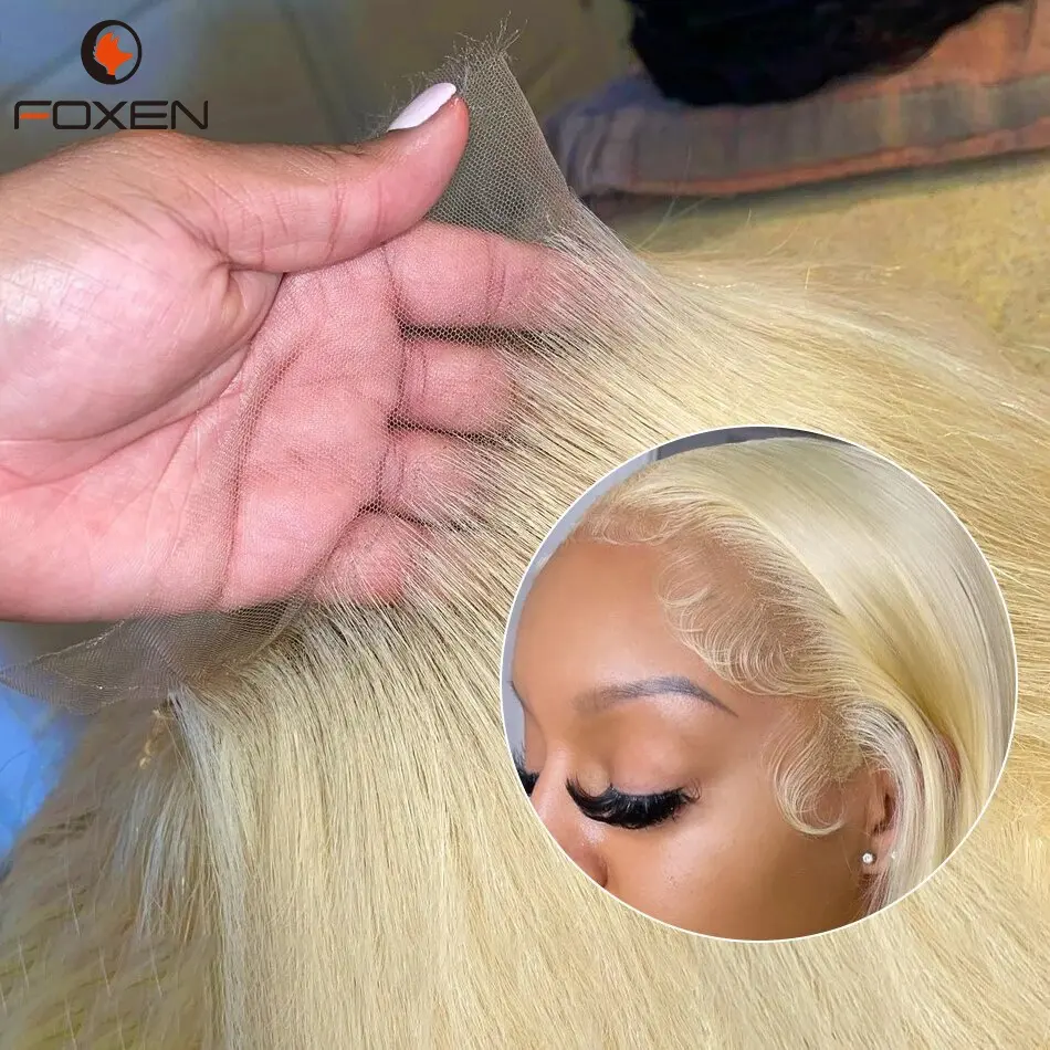 Perruque Lace Frontal Wig naturelle Blonde 613, cheveux humains bruts, blond miel 613, 13x4, 13x6, perruque Full Lace Wig transparente Hd