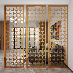 Modern Chinese-Style Stainless Steel <strong>Screen</strong> <strong>Partition</strong> Light Luxury Hotel <strong>Lobby</strong> Metal Grille New Hollow Carved Lattice Panel - Product Image 3