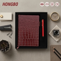 Coffret cadeau Hongbo avec carnet ligné en cuir de crocodile A5 et stylo, idéal pour les fêtes/les études/le collège, couleurs personnalisables