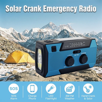 Radio d'urgence solaire à manivelle 2000 mAh résistante à l'eau avec alerte météo pour la randonnée, l'aventure et la survie
