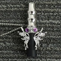 Collier pendentif crâne en métal Alpha-H pour hommes, design miroir anti-stress avec porte-cigarette, style européen-américain