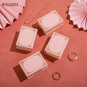 Custom Logo Recyclable <b>Book</b>-Shaped Paper Jewelry Packaging <b>Box</b> for Ring Earring Necklace Pendant Bracelet - Product Image 2
