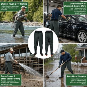 Pantalons de pêche en PVC Senshuo, imperméables, résistants, pour la pêche, la <span class=keywords><strong>chasse</strong></span>, l'agriculture, semelle rouge, cordon de serrage, pantalons de travail en maille pour hommes - Product Image 4