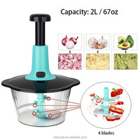 Handmatige groentehakker 1500ml, voor groenten, uien en knoflook, handmatige keukenhakker voor voedselbereiding