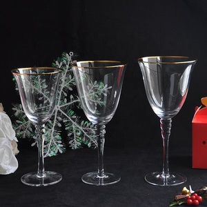 One set made up handmade Gold Cup lead CRYSTAL transparent luxury weddings order with edges CRYSTAL wine glass red - Product Image 3
