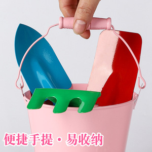 Ensemble d'outils de jardinage 3 pièces, pelle, houe, râteau pour enfants, jeu de sable en plein air, acier inoxydable durable, utilisation manuelle - Product Image 5