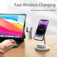 Support de téléphone pliable 2-en-1 personnalisable avec chargeur sans fil 15W et support magnétique pour iPhone, Apple Watch et AirPods - Compatible iPhone 16, 15, 14