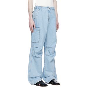 Prix de gros Jean cargo unisexe délavé bleu clair à jambe large, style mode décontracté urbain - Product Image 2