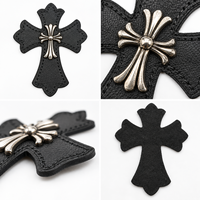 Accessoires décoratifs tendance en cuir PU et alliage, patchs PVC style croix à coudre pour vêtements, chaussures, chapeaux et sacs