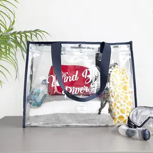 Bolso de playa impermeable de PVC, bolso de mano transparente, bolso de estadio transparente para mujeres, niñas y niños