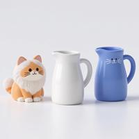 Pichet à eau en céramique avec motif de chat peint à la main, 30 oz, carafe à eau en forme de chaton