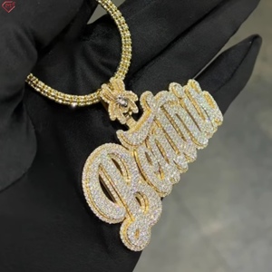 Liontin huruf Hip Hop Moissanite 925 perak sepenuhnya es keluar rantai nama kustom Moissanite liontin - Product Image 2