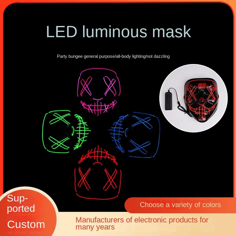 Hot selling Halloween Led Glow Party mask costume Halloween Cosplay Led Mask Color dark light Led Mask V face