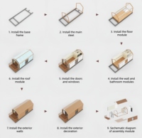 Maison miniature en bois préfabriquée personnalisable portable, bâtiment de conteneur préfabriqué, résidence modulaire, micro-maison, hôtel, bureau 24 ㎡