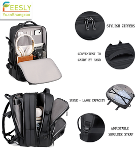 <b>Large</b> Capacity Multifunctional Waterproof PU <b>Leather</b> Laptop <b>Backpack</b> Expandable with USB Interface Zipper Closure Bag - Product Image 3