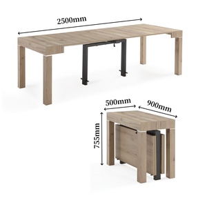 Table <span class=keywords><strong>console</strong></span> extensible en <span class=keywords><strong>bois</strong></span> de couleur naturelle, rectangulaire, gain de place, pour la maison, table à manger ou table de réunion de 2,5, 3 ou 4 mètres de long - Product Image 6