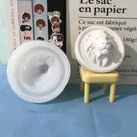 Moule en silicone pour décorations murales en béton apparent, tête de lion, cadre photo, moule suspendu, plâtre, tête de lion ronde