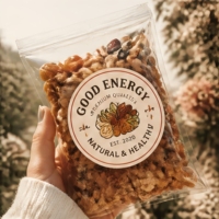 Étiquettes d'emballage autocollantes imperméables personnalisées avec logo holographique durable pour les noix, les biscuits et les en-cas