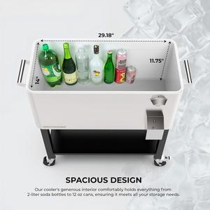 Carrito Enfriador con Aislamiento de Gran Capacidad de 80QT, Carrito Enfriador con Ruedas, Enfriador de Cerveza, Caja de Hielo Metálica con Ruedas para Exteriores - Product Image 4