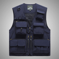 Gilet Utilitaire de Mode Personnalisé, Multi-Poches, Fermeture Éclair, Maille, Sans Manches, Veste pour Randonnée, Pêche, Photographie, Voyages, Hommes, Extérieur