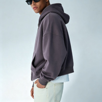 Sweat à capuche zippé personnalisé délavé à l'acide, patchwork, strass, broderie, coupe oversize et carrée, pour hommes, avec imprimé graphique