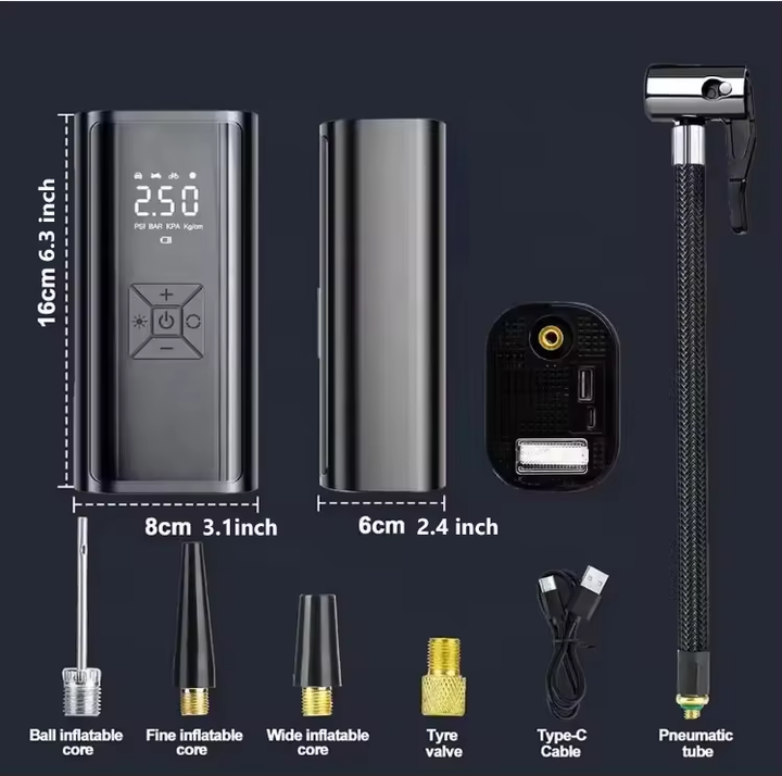 Gonfleur de pneus LED sans fil 12v Gonfleur de pneus Compresseur d'air portable, pompe à air pour pneus de voiture avec numérique