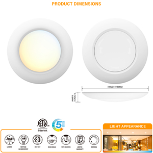 USA Canada Disk <b>Light</b> Dimmable Flush <b>Mount</b> 5CCT 6inch 15W Round Ceiling <b>Light</b> for Recessed Can or J-Box Install - Product Image 2