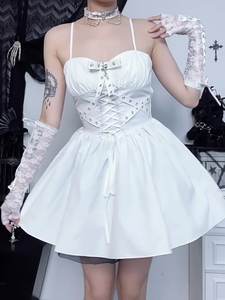 Mini robes gothiques foncées Bandage pour femmes Spaghetti Strap Sleeveless Swing Skater Dress Club Party Y2k Streetwear - Product Image 2