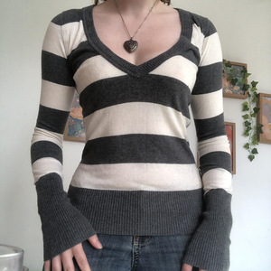 Maglione da <span class=keywords><strong>Donna</strong></span> Autunnale Casual con Bordi a Contrasto, Scollo a V, Vestibilità Slim in Cashmere e Lana, Top Lavorato a Maglia che Valorizza la Figura con Scollatura Bassa, Attraente - Product Image 1