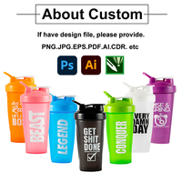 Bouteille Shaker Personnalisée pour Eau, Bouteille Shaker de Gym avec Impression de Logo, Bouteilles de Protéines en Plastique sans BPA pour Sport, Promotion