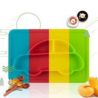 Silicone belle assiette de nourriture de bande dessinée pour les bébés enfants dans le dîner par l'usine personnalisée de haute qualité