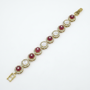 Pulsera Kundan 09599 con Cuentas de Rubí, Circonita Cúbica, Latón Chapado en Mehandi, Joyería Étnica para Mujer, Boda - Product Image 1
