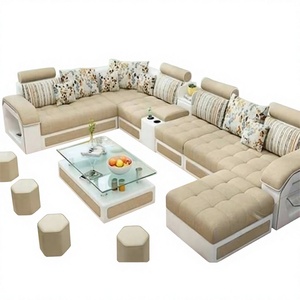 Modern U-Shape Living Room Luxury Customized Large Teak Wood Sectional Corner Sofa Set Manufacturers DST Exports - Product Image 1