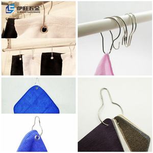 Anneaux de suspension pour tringles de douche EWANG, crochets de rideau de douche en métal argenté, style simple, fournis par l'usine - Product Image 5