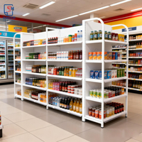 Étagère en acier métallique à grain de bois moderne de haute qualité présentoir de comptoir en bois avec cintre