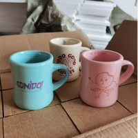 Taza de Café Clásica Retro de Cerámica Gruesa con Logotipo Personalizado, Taza de Cerámica Rosa, Taza de Cerámica Negra