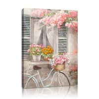 2022 vendita calda fiore finestra stampa su tela decorazioni per la casa hotel immagini su tela opere d'arte per la pittura di arte della parete della bicicletta di paesaggio