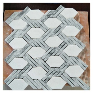 Carrelage de mosaïque de <span class=keywords><strong>géométrie</strong></span> Carlyle Carrelage carré en marbre blanc de Carrare aiguisé - Product Image 6