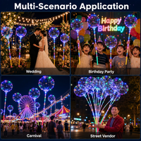 Ensemble de poignées lumineuses pour ballons chinois, transparentes, avec plumes, cadeau promotionnel pour marché nocturne, stand extérieur, fête d'anniversaire