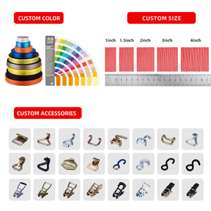 Sangles d'arrimage à cliquet JIAWEI personnalisées 75 mm/100 mm 5400 LBS 15000 LBS avec double crochet en J pour le fixation de cargaison - Product Image 5