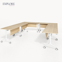 Table de formation moderne extensible et convertible, à plateau rabattable, empilable, avec roulettes verrouillables, structure en acier, épaisseur 32 mm, pour salle de classe et éducation